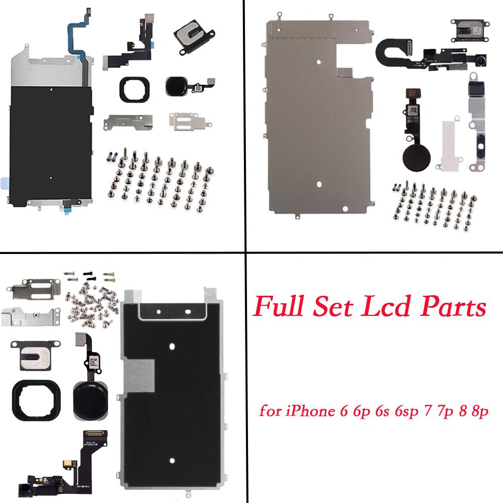 Full Set LCD Parts For iPhone 6 6P 6S 7 7P 8 Plus Front Camera Home Button Key Flex Cable Screen Metal Bracket With Full Screws