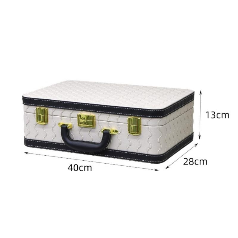 Leather Storage Box Luxury Bedroom Organizer Boxes Large Capacity Clothes Organizer Box Portable Handheld Suitcase Container