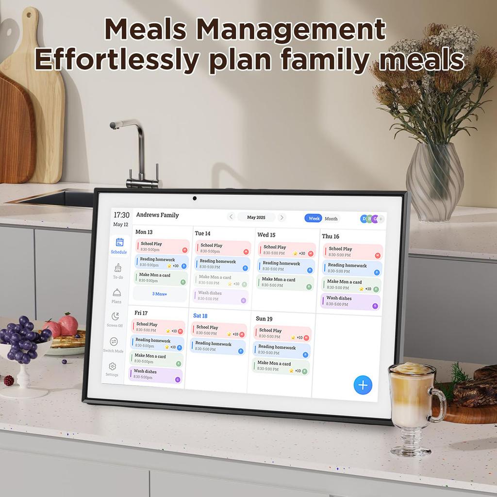 10.1 Inch Digital Calendar IPS HD Touch Screen Smart Family Planner with Chore Chart Meal Planner Star Points Photo Frame