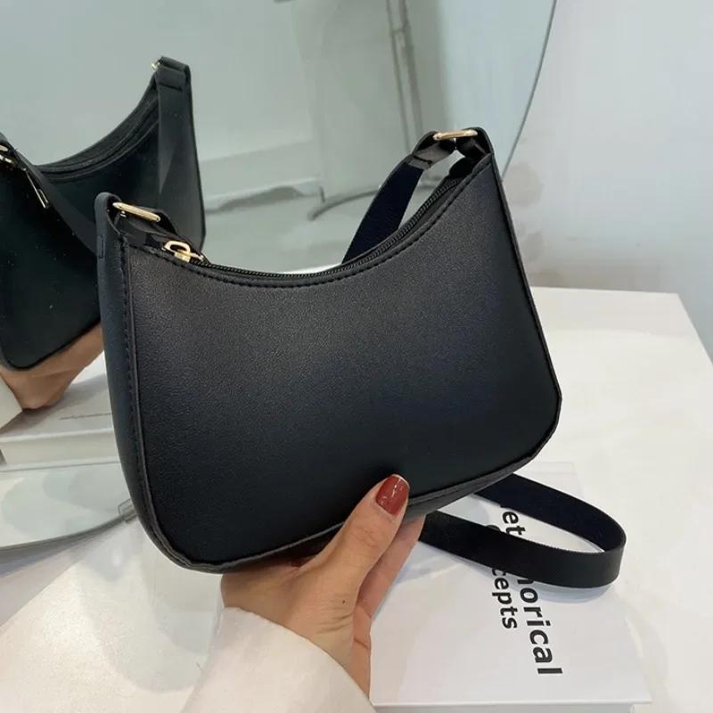 Retro Solid Color PU Leather Shoulder Underarm Bag Women's Fashion Handbags Casual Hobos Purses and Handbag Ladies Hand Bags