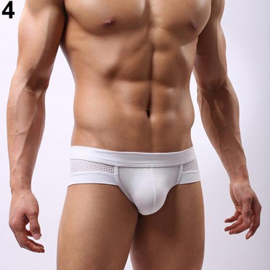 Men's Sexy Mesh Modal Triangle Underwear Fashion Breathable Briefs Underpants