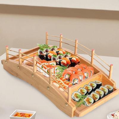 Sushi Bridge Ξύλινος δίσκος σερβιρίσματος για φαγητό και ορεκτικά
