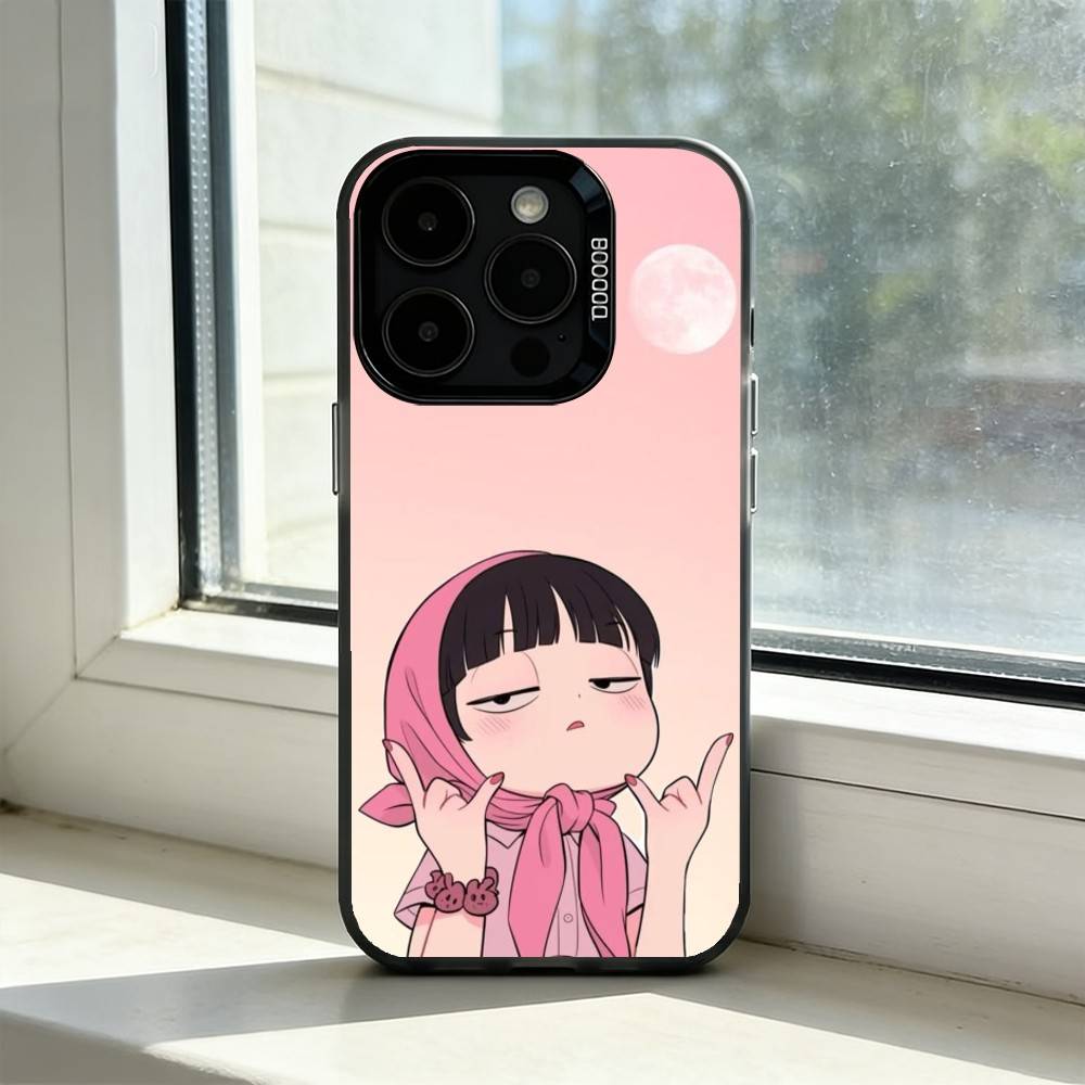 Cute Angry L-Little Girl Phone Case For iPhone 17,16,15,14,13,12,11 Plus,Pro Max,XS,Colored Silver Plated Inside Cover