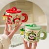 Cute Animal Apple With Lid Office Couple Water Cup Creative Birthday Souvenir High Value Ceramic Cup