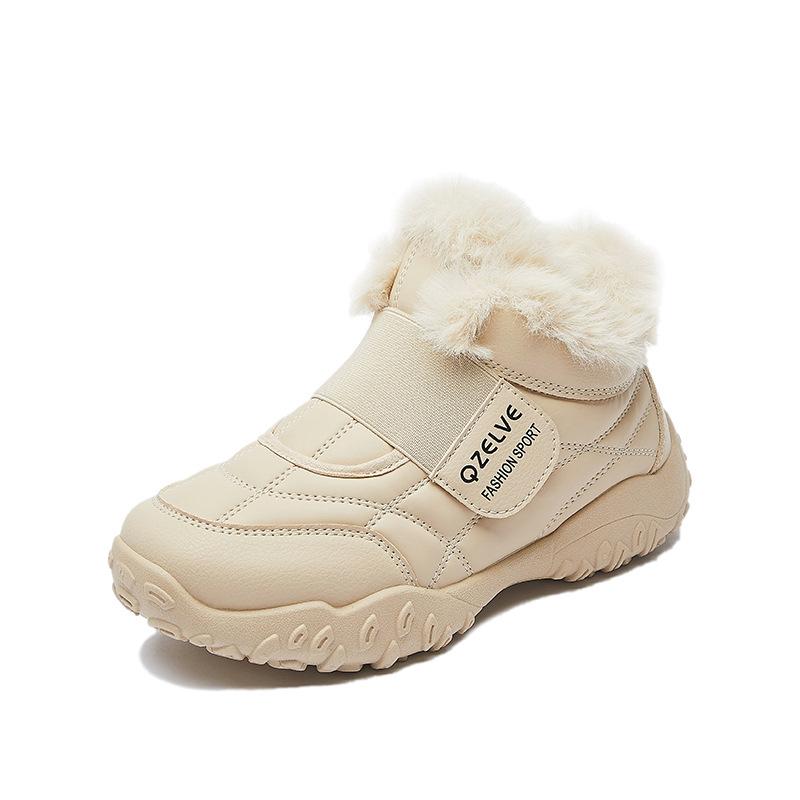Warm Fuzzy Snow Boots for Women Comfortable Ankle Boot With Fur Lined Faux Leather Anti-Slip Winter Shoes Women's Outdoor Casual Walking Short Booties
