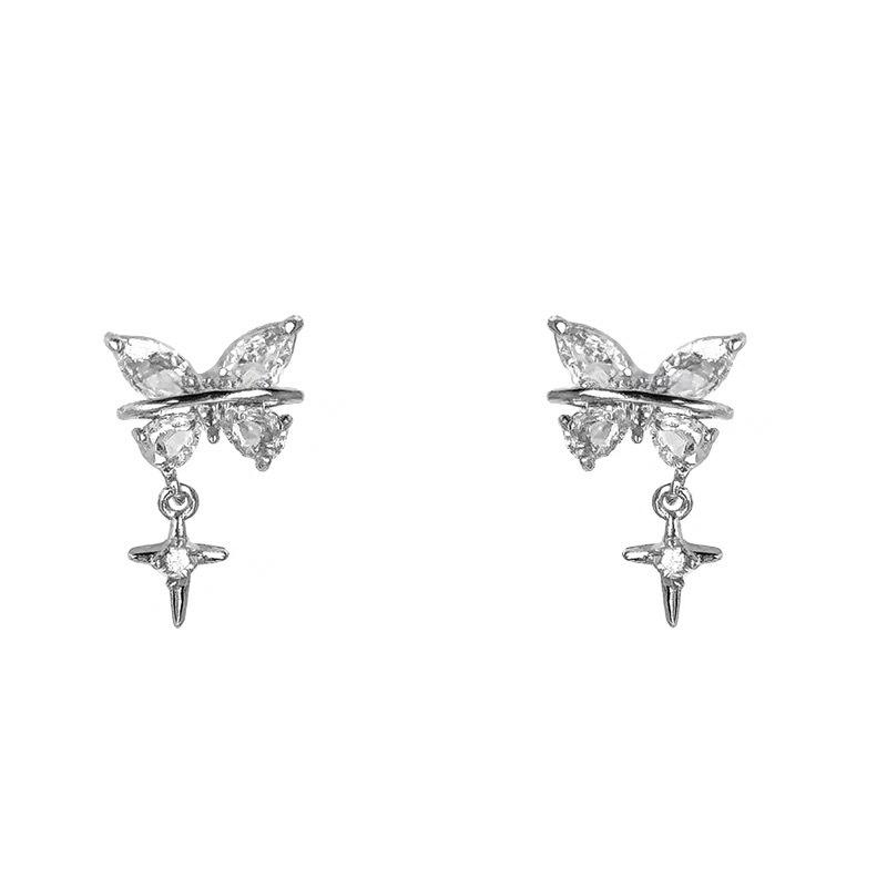 1Pcs Sliver Color Butterfly Star Star Ear Clip Bone Nail New Fashion Earrings For Women Cochlea Accessories