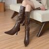 2024 Women's Luxury Gray Stiletto Boots - Slim, Pointed Heels for Autumn