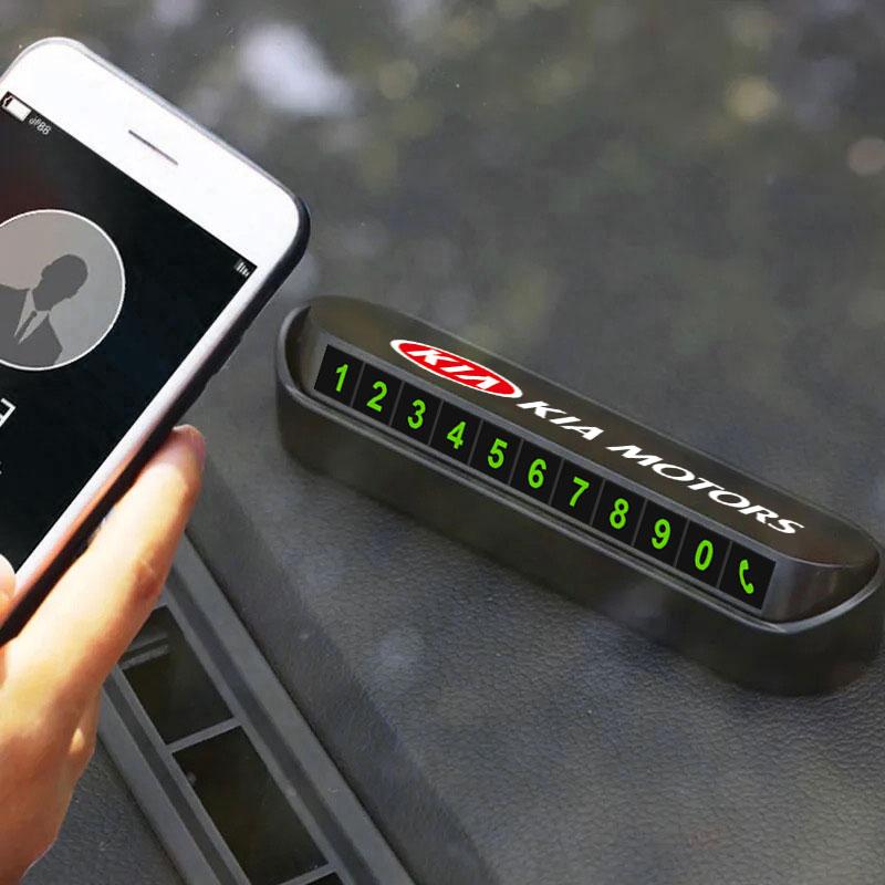 1Pcs Car Temporary Parking Card Phone Number Card Plate Sticker For Kia Rio Ceed Sportage Cerato Soul Sorento K2 K5 K6 K7 K8 Flip