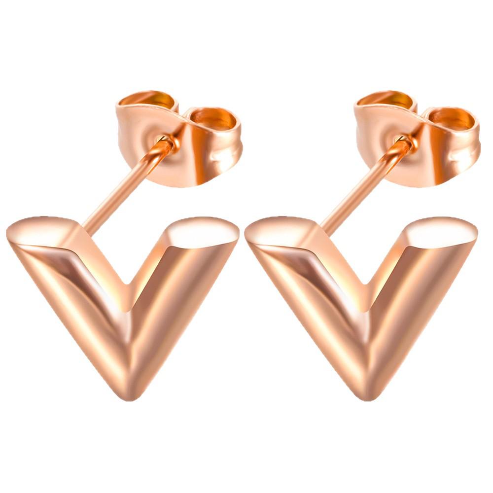 Orecchini a lobo in Acciaio Inossidabile e Oro 18K a forma di V - Accessorio di Moda Semplice e Versatile (12MM)