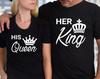König Königin T-Shirt Partner Matching, Junggesellenabschied Frisch Verheiratet Liebhaber Geschenk T-Shirt Geschenk für Sie, Geschenk für Ihn Geburtstagsgeschenke Weihnachten T-Shirt Tops