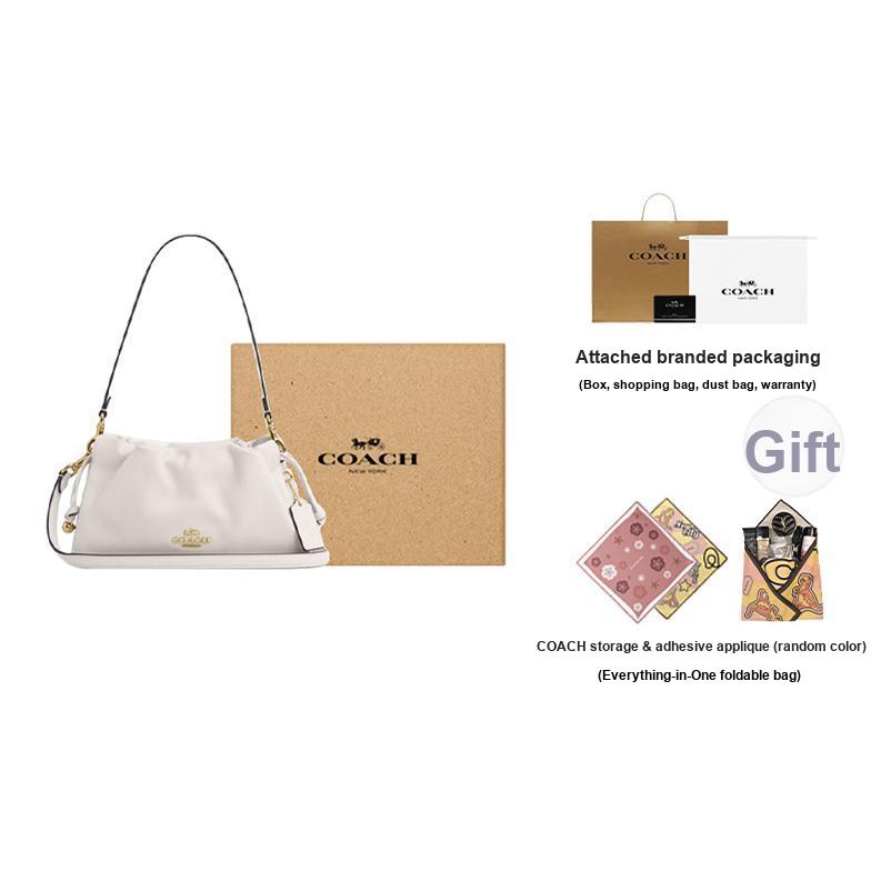 Coach Faye 26 Logo Kordelzug Magnetverschluss Leder Wolken Tasche Damen Handtaschen Kreideweiß CV529-IMCHK