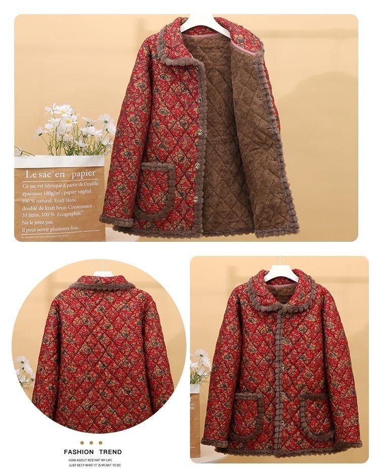 2025 Neue florale Samt-Baumwolljacke für Damen - Gemütliche, stilvolle Oberbekleidung für Senioren