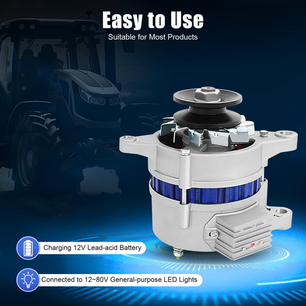 1200W Permanentmagnet-Wechselstromgenerator, 12V-14V Reinkupfermotor für landwirtschaftliche Fahrzeuge, Traktoren, Batterieladung & LED-Licht
