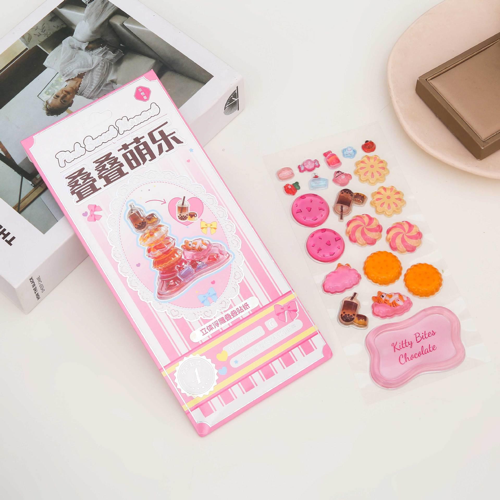 Kawaii 3D Embossed Stickers: Stackable Japanese DIY Creative Ornaments 10*23