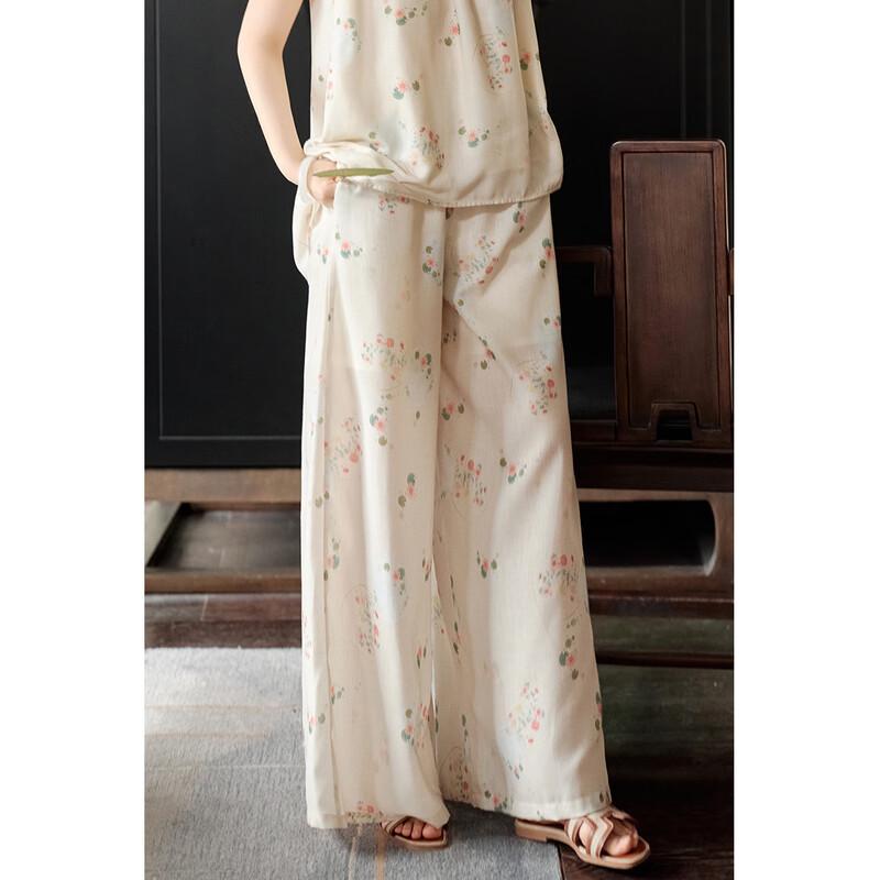 JK&JS Women's New Chinese Style Jacquard Loose Long Pants