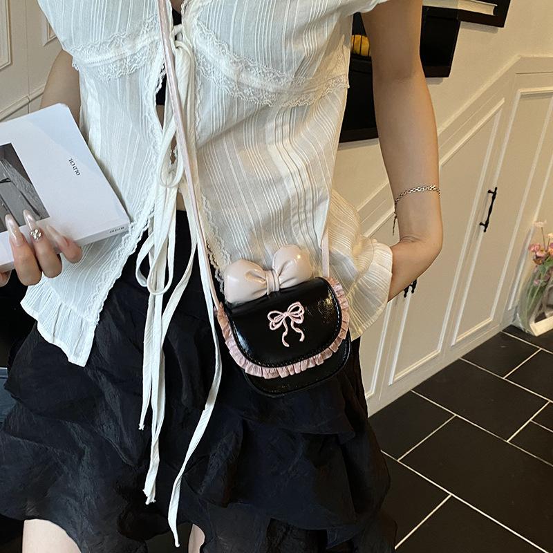 Cute Bow Shoulder Bag Women's New Fashion Mini Lace Edge Mouth Red Envelope Summer Texture Change Bag