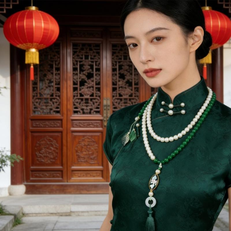 Women's Fashion Long Layering Beaded Fringe Necklace with Glass Stone Accents for Comfortable and Stylish Wear in Various Occasions