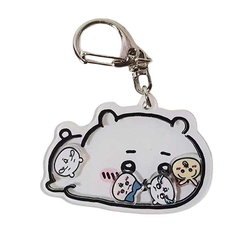 Funny Cute Cartoon Chiikawa Hachiware Usagi Acrylic Shaking Keychain Pendant Bag Ornaments Creative Toys Couple Accessories Gift
