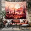 Desert Sunset Cactus Tapestry Southwestern Wall Hanging Boho Desert Landscape Decor Arizona Cactus Wall Art Western