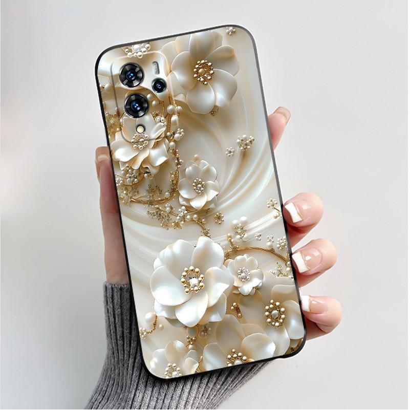 For ZTE V40 Pro 9046 Case Black Jelly Soft Silicone TPU Butterfly Flowers Pattern Phone Casing For ZTE Blade V40 Pro Back Cover