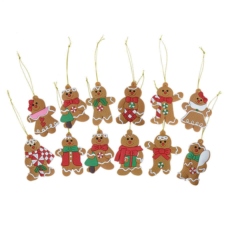 12Pcs/Set Christmas Decorations Gingerbread Man Pendants Christmas Tree Ornament Holiday Hanging New Year Gift Decor