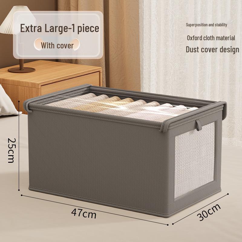 Oxford Cloth Windowed Storage Box with Lid - Large Size Organizing Solution for Clothes