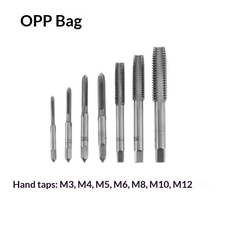 7 In 1 Metric Screw Tap Set Bearing Steel Taper Point Straight Fluted M3 to M12 Tapping Tool for Household Maintenance