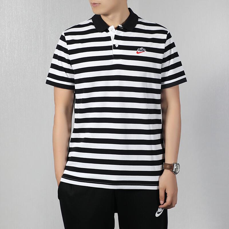 Nike Contrast Stripe Short Sleeve Polo Shirt Men Tops Black CT5604-010