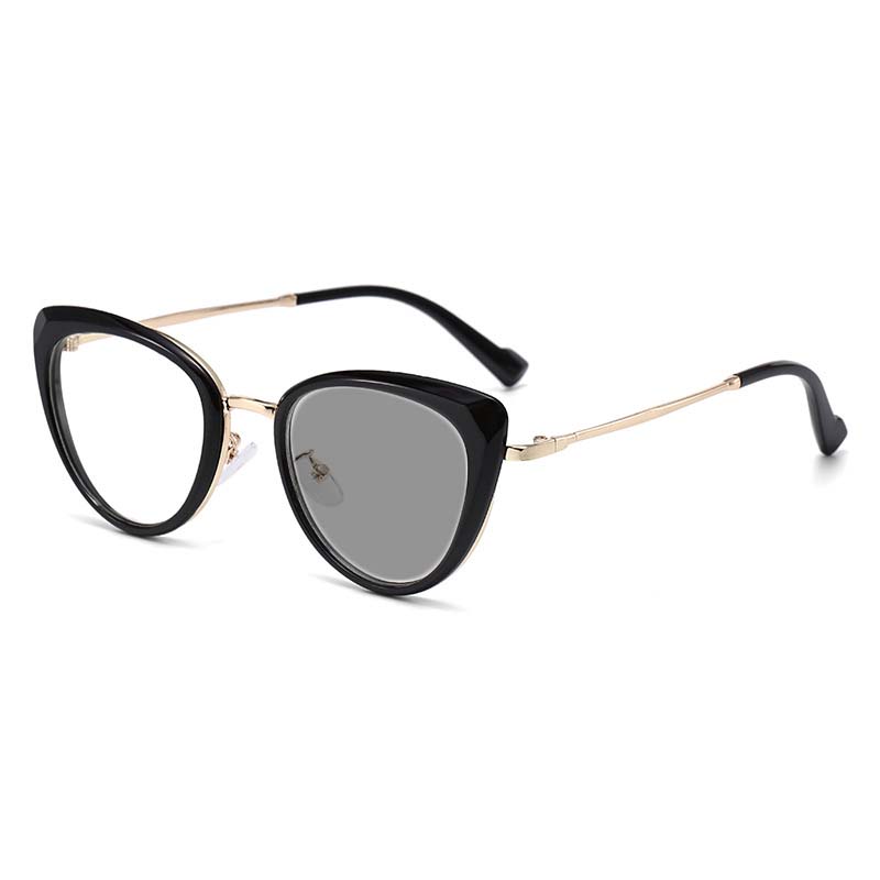 Metal Retro Cat Eye Photochromic Myopia Glasses Fashionable And High-End Large Frame Anti Blue Light Glasses Diopter To +4.0