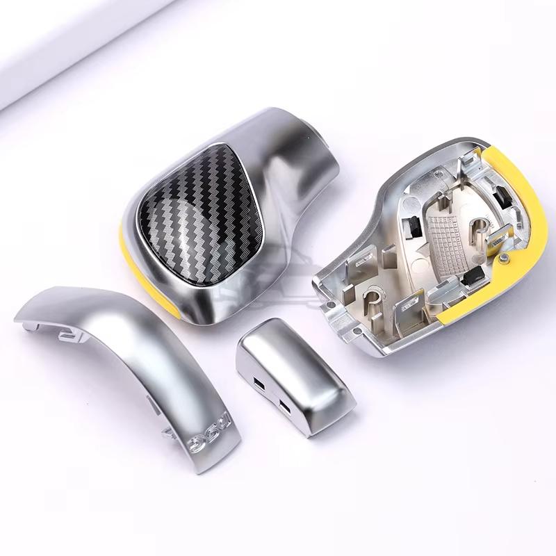 4PCS Chrome Matt With Leather Shift Knob Gear Side Cover DSG Emblem For VW Golf 6 7 R GTI Passat B7 B8 CC R20 Jetta MK6 GLI