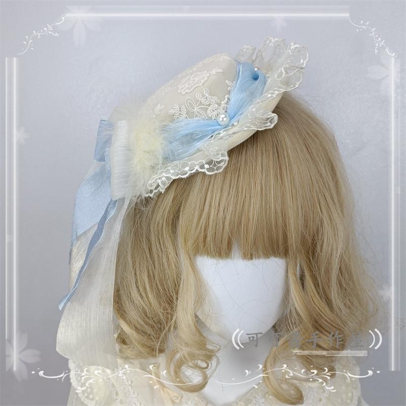 Lolita Lace Bow Hat Gem Ballet Rabbit Women Hats Fedora Hat Women Original Design Ballet Style Lolita Top Hat