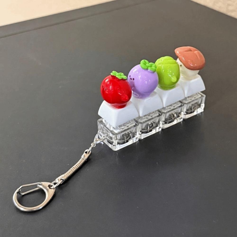 Funny Fidget Clicker Plastic Finger Button Keychain Creative Mini Keyboard Pendant  Office Toy