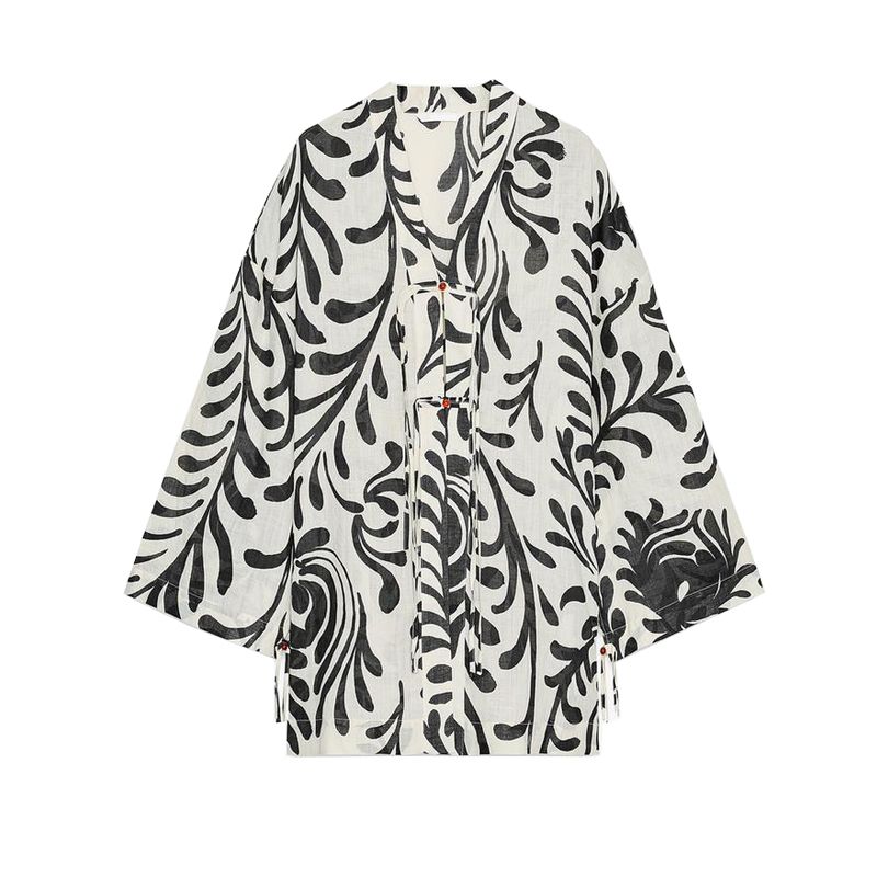 Summer New Arrival Print Long Sleeves Lapel Coat 2731084 Mid-Waist Straight Casual Pants 2731089