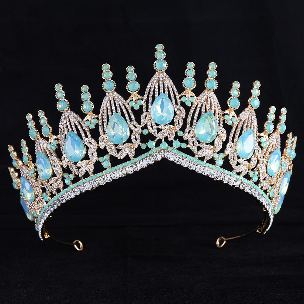 DIEZI 17 Colors Luxury Princess Opal Crystal Crown For Women Girls Wedding Elegant Luxury Baroque Tiara Party Hair Dress Jewelry