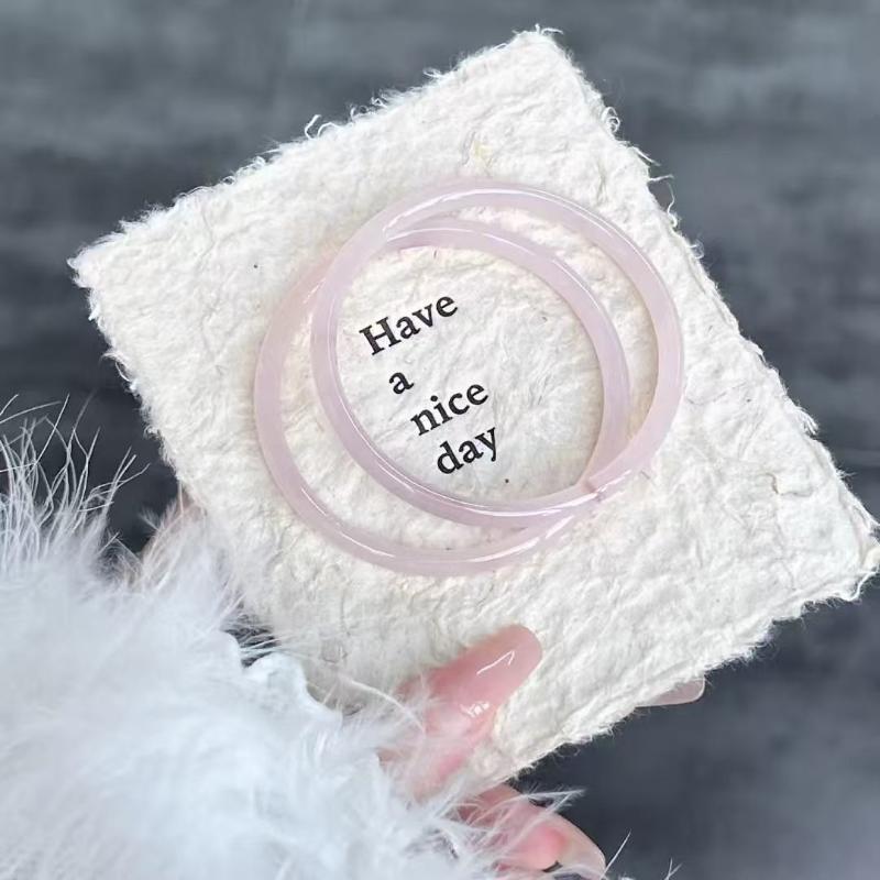 Natural Chalcedony Beauty Bangles Ice Sweet Graceful Light Pink Bracelet Delicate Elegant Perfect Jade Handring Jewelry