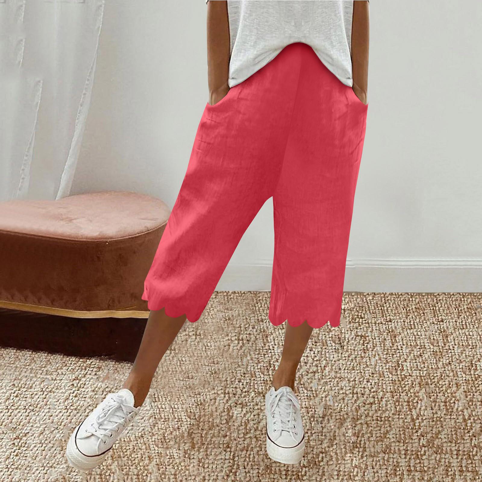 

Женские модные повседневные свободные однотонные брюки с карманами 7/10 Брюки L