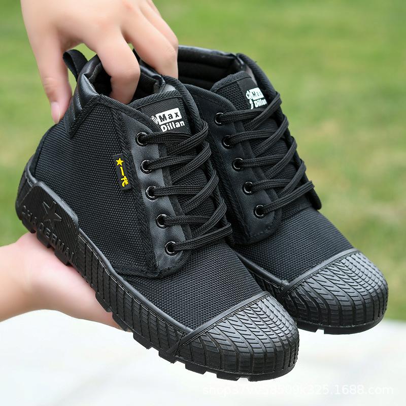 Jiefang shoes men's non-slip and wear-resistant construction site work farmland shoes labor insurance shoes low-top canvas breathable deodorant rubber