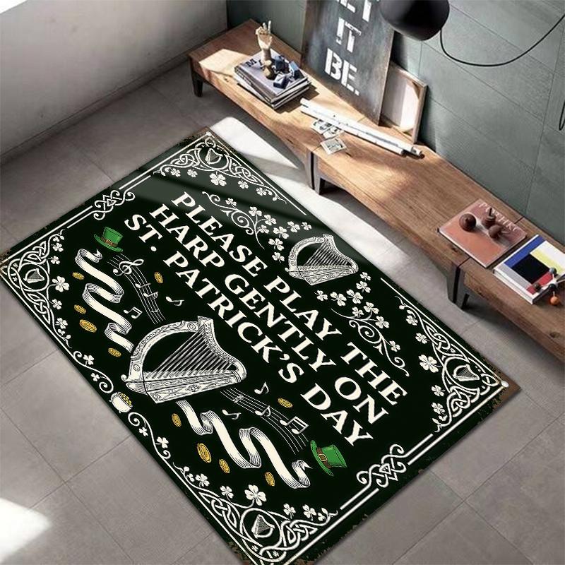St.Patrick's Day cloverPattern Square Carpet,Area Rug,Carpet Rug for Living Room Bedroom Sofa Playroom Decor,Non-slip Floor Mat,Holiday Birthday Gifts