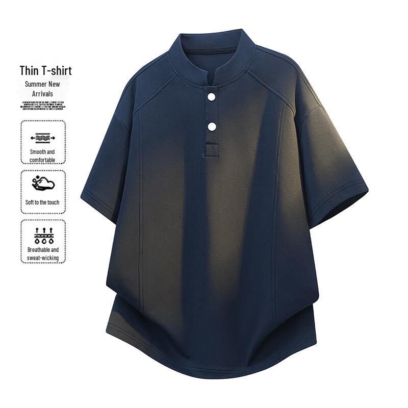 

MEDE Men s Solid Henley Neck Short Sleeve T-Shirt 4XL