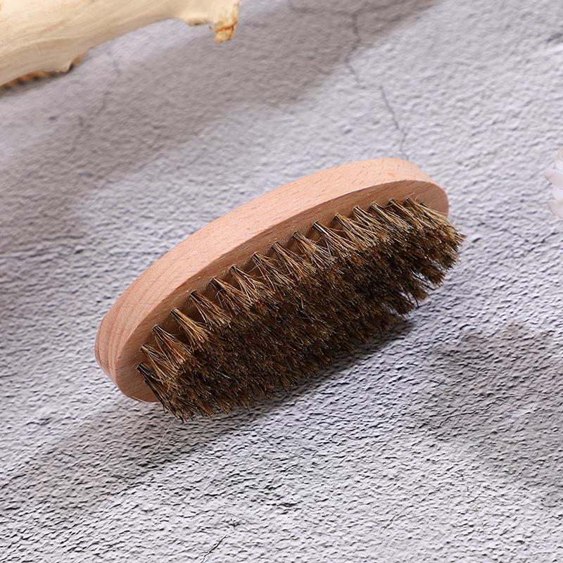 Beech Bamboo Beard Brush for Men's Styling with Pig Bristles