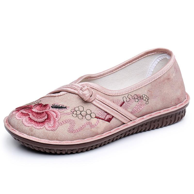 Fashion Women's Embroidered Retro Mary Jane Shoes Flower Elegant Soft Sole Round Toe Flat Shoes Spring Autumn Lightweight Cloth Shoes