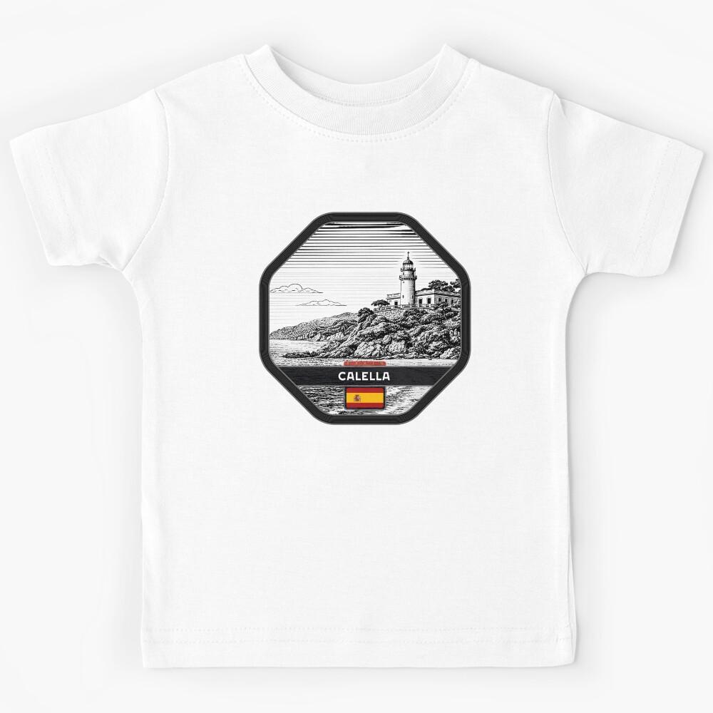 Calella Spain Linocut Style  Kids T-Shirt 150