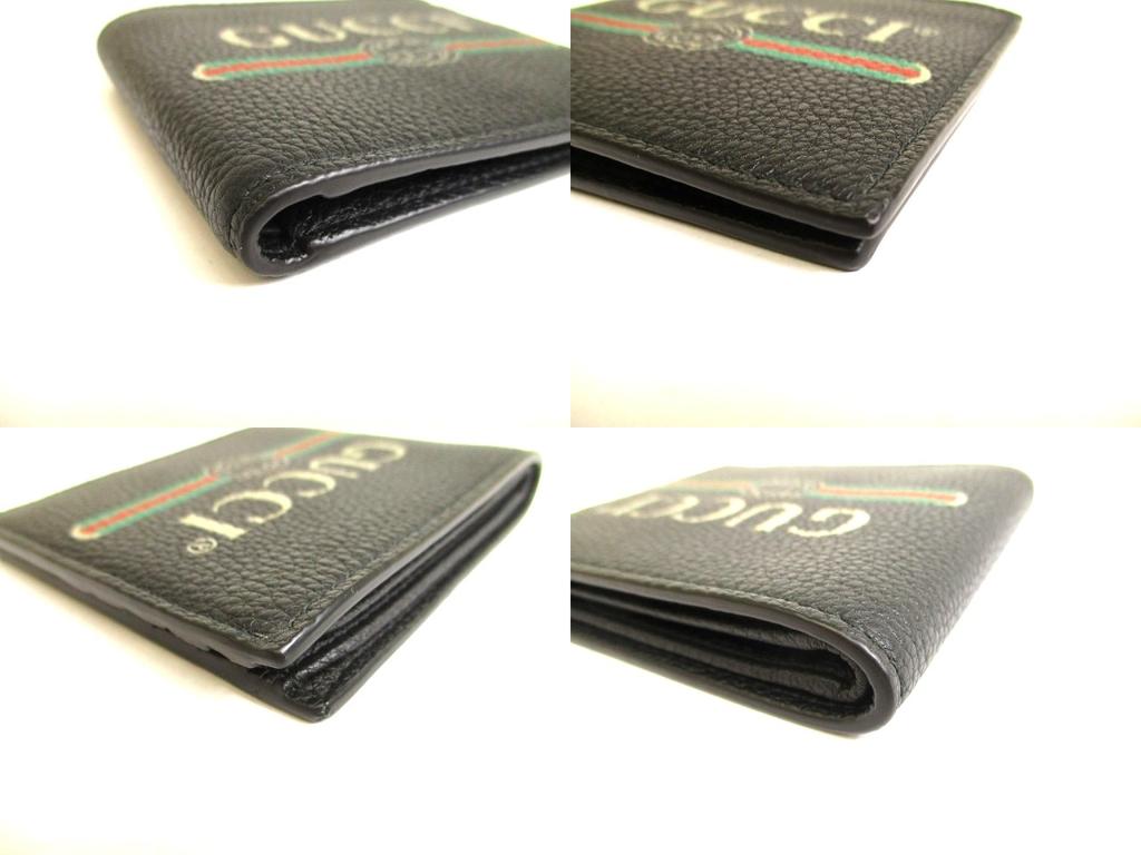Autentická peněženka GUCCI Vintage Logo Black Leather Bifold Bill Wallet #9711 Repasované