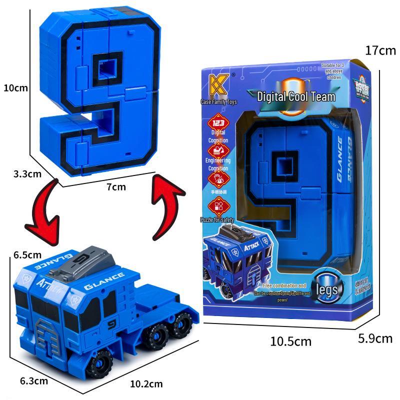 Number Transforming Robot Toy Set for Kids: 0-9 Educational Assembly for Elementary Students