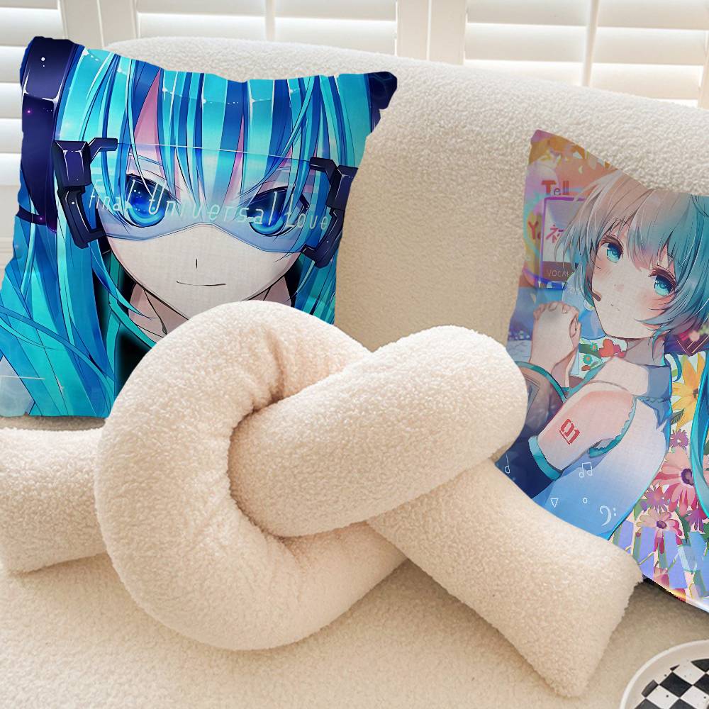 Music H-Hatsune Girl M-Mikues Cushion Cover Pillowcase Upholstery Sofa Throw Pillow Home Decor Pillowcas