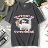 Cant Wait To Go To Work Funny Cat Meme T Shirt Unisexs Womens Vintage Gothic Rock Punk Short Sleeve Hip Hop Oversized Tshirt