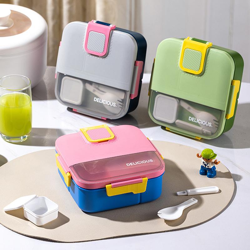 Large Capacity Square Lunch Box with Compartments Microwave Safe for Students and Office Workers Cross Border New
