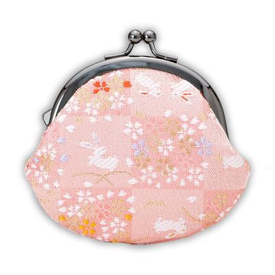 Kyoto Geibido Clasp Handcrafted by Japanese Made In Japan Checkered Nishijin-ori 2.6-inch Wallet, Artisans, Pattern, (Pink Pattern)