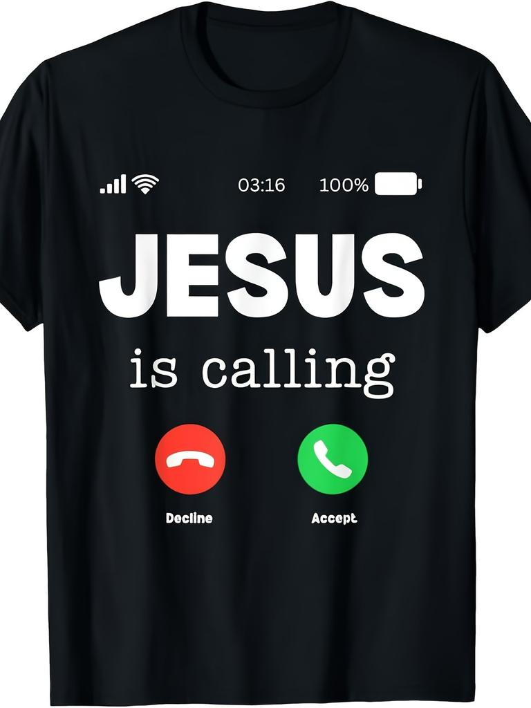 Jesus Is Calling Christian Faith Graphic Men’s T-Shirt Religious Prayer Tee