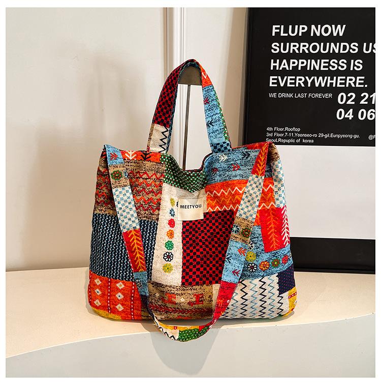 New Retro Patchwork Bag, Shoulder Bag, Large-capacity Tote Bag, Vest Bag.